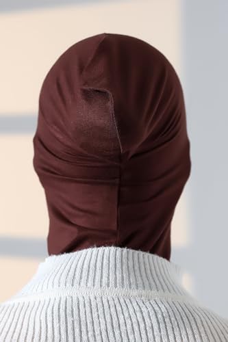ihvan online, Hijab Undercap, Full Neck Coverage Under Scarf Hijabs, Head Coverings for Women, Muslim Stretchy Sports Turban - color: Light Brown