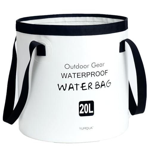 Collapsible Bucket 5 Gallon, Multifunctional Portable Folding Bucket Water Container Wash Basin for Camping Fishing Hiking Traveling Backpacking Outdoor Survival Gardening Car Washing - color: White