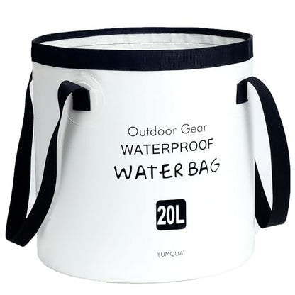 Collapsible Bucket 5 Gallon, Multifunctional Portable Folding Bucket Water Container Wash Basin for Camping Fishing Hiking Traveling Backpacking Outdoor Survival Gardening Car Washing - color: White