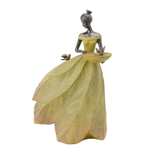 DiliComing Large Garden Fairy Statue Bird Feeder & Bird Bath - 23-Inch Resin Outdoor Yard Decor Angel Statue, Decorative Girl Sculpture for Garden, Lawn, Patio Yellow - color: Yellow-23 Inch
