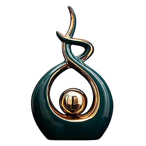 Norrclp Home Decor Modern Abstract Art Ceramic Statue Table Decorations for Dining Room Living Room Office Centerpiece - color: Green and Gold, size: Small