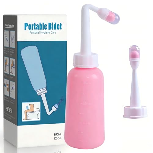 Portable Bidet for Travel-350ml Bottle with Adjustable Nozzle (Angled & Straight) , Gentle Portable Cleansing