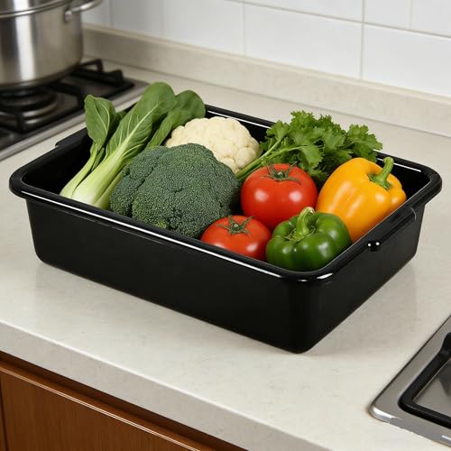 12-Pack Commercial Bus Tub Bin, 13 L Bus Box | Black Plastic Tote Box for Restaurant Dishwashing, Bussing Tables, Cleaning, Food Prep and Storage - size: 13 L
