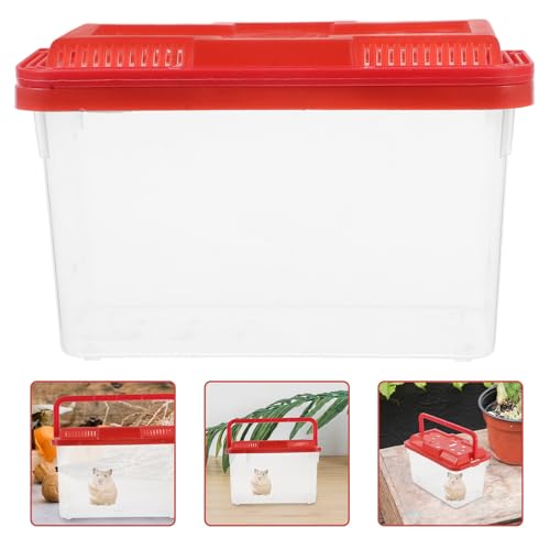Yardwe Small Plastic Reptile Tank with Handle Turtle Box Medium Fish Breeding Carrier for Hamsters Crabs Lizards Aquarium Transport