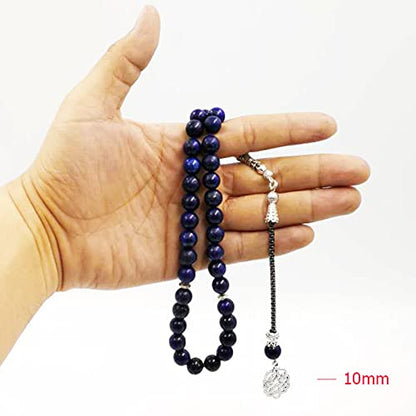 Natural Lapis Lazuli Tasbih 33 45 66 99 Beads Muslim Man Accessory Luxury Gift misbaha Islamic Bracelet (10mm x 99beads) - size: 10mm x 99beads