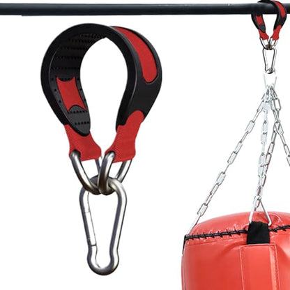 Tree Swing Hanging Strap – Hammock Mounting Belt, Strong Boxing Bag Hook | Noise Free Anti Slide Padding with Secure Build for Outdoor Indoor Fitness Use - color: Red