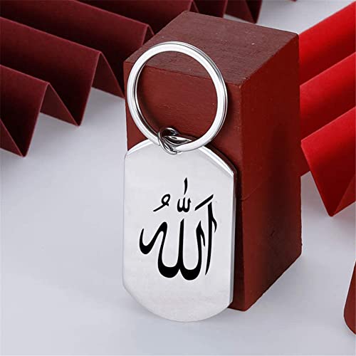 ForeverWill Islamic Allah Calligraphy Keychain, There is no God but Allah Islam Amulet Symbol Keyring for Muslim Arab Protection Gifts