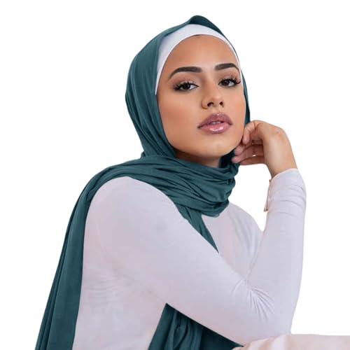 Hijab Scarf for Women Soft Cotton Muslim Jersey Hijab Head Wrap Scarves Fashion Long Scarf Shawls - color: Malachite Green