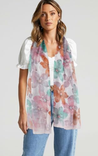 GERINLY Lightweight Scarves Fashion Print Cotton Feel Scarf for Women Shawl - color: Z-colourful
