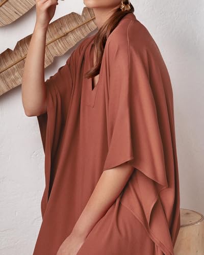 Bsubseach Women Kaftan Dresses Caftan Maxi Dress Swimsuit Cover Up Moomoo - color: B-orange Red
