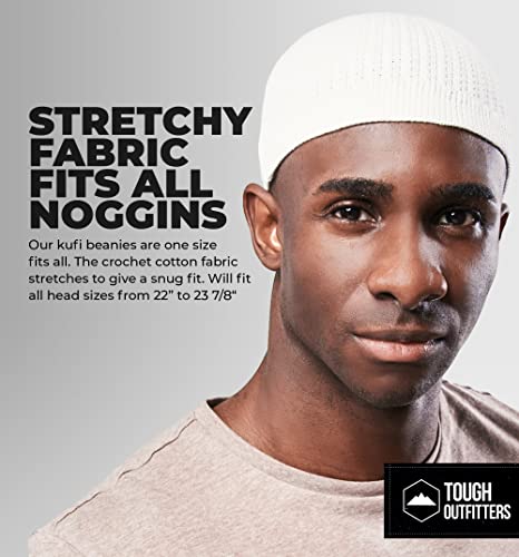 Tough Headwear Kufi Hat - Kufi Hats for Men Muslim, Turkish Kufi Cap - color: White Full