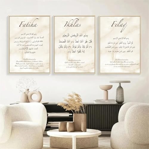 Set of 3 Islamic Calligraphy Poster Canvas Painting Wall Art Pictures Muslim Modern for Living Room Interior Home Decor No frame - color: C14, size: 30x40cm