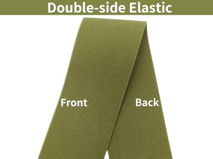 Olive Green Wide Knit Elastic Band for Sewing 3 inch 5yards Double-Side Twill Woven Elastic Heavy Stretch Elastic Spool Band for Sewing Pants Waist-Wigs-Skirts-Craft-DIY Projects - color: Olive #43