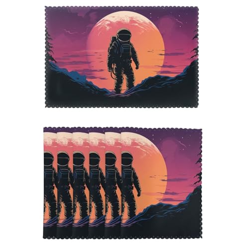 Placemat Set of 6 One Size Place Mats Heat Resistant Table Mats Cool Astronaut Place Mat Non-Slip Placemats for Kitchen Desktop Protection Mat for Dining Table - color: Cool Astronaut
