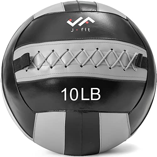 JFit Wall Ball – Premium Soft Weighted Exercise Ball for Strength, Conditioning, Gym & Home Workouts, 4-30 LB - color: Gray/Black, style: 10 LB