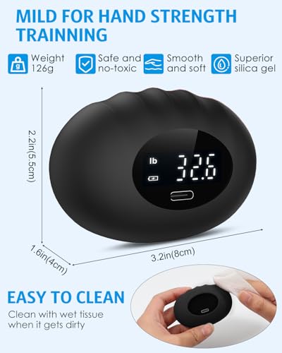 AMIR Hand Grip Strength Tester Trainer, Upgraded Rechargeable Electronic Hand Dynamometer up 395 Lbs (180kg) Forearm - Gripper-Finger Grip Strengthener Exerciser, Stress Balls for Sport Home - color: Black