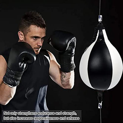Speed Training Ball Boxing Pear Shape PU Speed Ball Pear Training Speedball Swivel Punch Bag Hanging Swivel Punch Ball for Boxing Punching Exercise(Black,White)