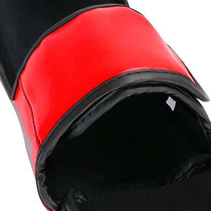 MMA Martial Arts Shin Guards,Muay Thai | Padded, Adjustable, Instep Protection, Muay Thai,Kickboxing,MMA Training, Professional Equipment - color: Red, size: Small