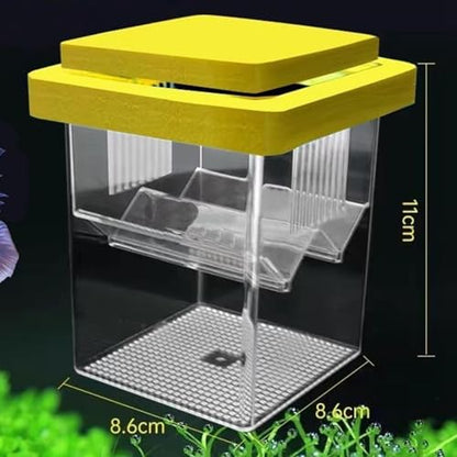 Breeder Box Aquarium Box Fish Egg Square Design PP Material Suitable for Betta Clownfish, Yellow