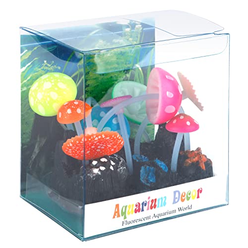 Uniclife Glowing Effect Artificial Mushroom Aquarium Plant Decor Ornament Decoration for Fish Tank Landscape - size: Mushroom