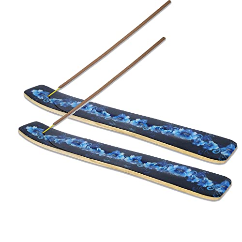 Bless-International Traditional-Handmade-Burner Wooden-Incense-Stick-Holder Ash-Catcher-Stand for-Aromatherapy-Meditation-Yoga (Meditation Time) 10 Inches, Pack of 2 - color: Meditation Time,10 Inch, size: Two Holders