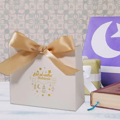 10pcs Eid Gift Bags Ramadan Snack Bags with Gold Ribbon, Reusable Eid Mubarak Bags for Presents Festive Party Wrapping - color: Style2