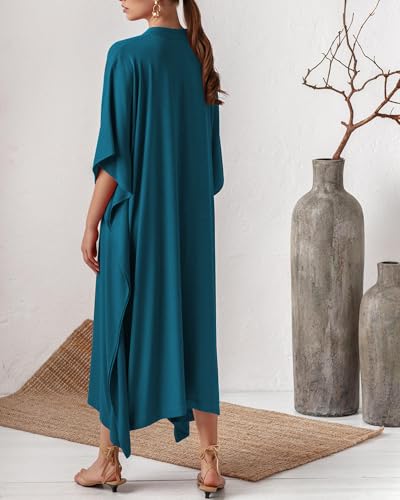 Bsubseach Women Kaftan Dresses Caftan Maxi Dress Swimsuit Cover Up Moomoo - color: B-peacock Blue