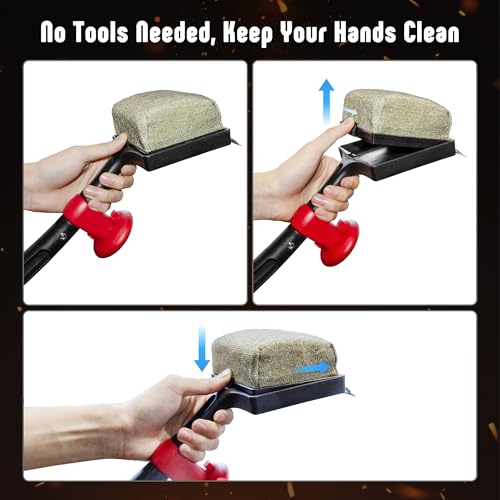 Feasto 2-Pack Replacement Heads for Grill Brush, Bristle-Free Interwoven-Tech with Thermal-Sensitive Sponge, Compatible with Feasto 6-in-1 Outdoor Grill Brush | Bristle-Free Interwoven-Tech with Thermal-Sensitive Sponge, Three-steps change - color: Black-