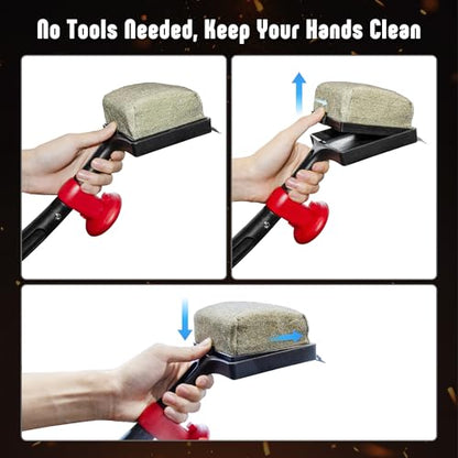 Feasto 2-Pack Replacement Heads for Grill Brush, Bristle-Free Interwoven-Tech with Thermal-Sensitive Sponge, Compatible with Feasto 6-in-1 Outdoor Grill Brush | Bristle-Free Interwoven-Tech with Thermal-Sensitive Sponge, Three-steps change - color: Black-