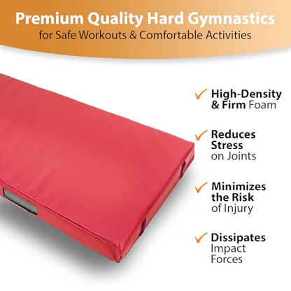 Foamma Gymnastics Mat - 8" x 4 ft x 8 ft, Red, Landing Pad for Kids and Adults with Waterproof Cover, Gymnastics Equipment, High-Density Tumbling & Wrestling Mat for Indoor and Outdoor Use - size: 4ft x 8ft, style: 8" Thickness