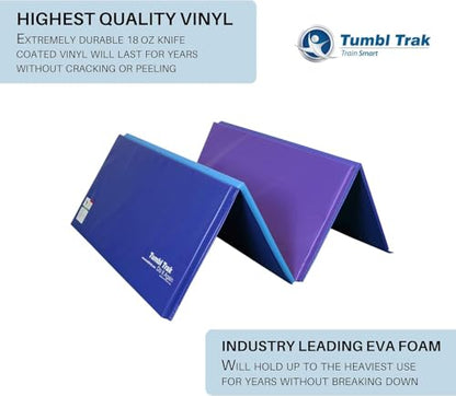 Tumbl Trak Gymnastics Folding Tumbling Panel Mat - color: Blueberry, size: 4'x6'x1.38"