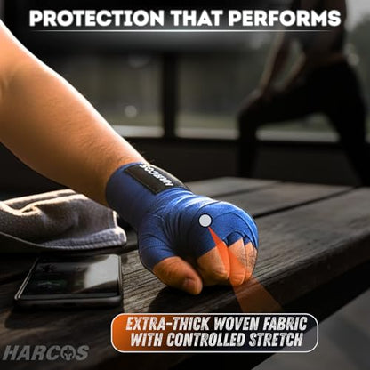 Harcos Boxing Hand Wraps 3.5M / 140 Inches – Soft Semi-Elastic MMA Hand Wraps with Wrist Support for Muay Thai, Kickboxing & Training – Thumb Loop & Hook-and-Loop Closure - color: Yellow