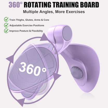 Pelvic Floor Exercise Device with 35 lb Resistance, Kegel and Inner Thigh Muscle Trainer, Home Workout Equipment for Postpartum Recovery, Women & Men, with Band - color: Purple