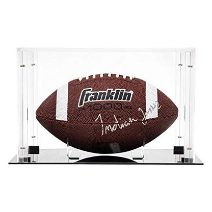 Franklin Sports Display Case – Memorabilia – UV Protected – Sport Collectibles - Baseball - Batting Gloves - Basketball - Soccer Ball - Football - style: Football