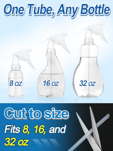 6Pcs 3 Modes Spray Bottle Nozzles Replacement Fit Standard 28/400 Neck | MADHOLLY DIY-Friendly Sprayer Tops, Mist/Stream/Off, Cuttable Tube for 8/16/32oz Bottle, for Plants, Hair, Cleaning - color: Clear