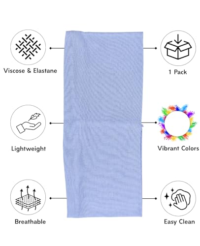 Prien Women Cotton Hijab Cap, Stretchy Head Cover, Pre-Sewn Inner Muslim Scarf Undercap, Non Slip Headband for Daily Wear - color: Blue