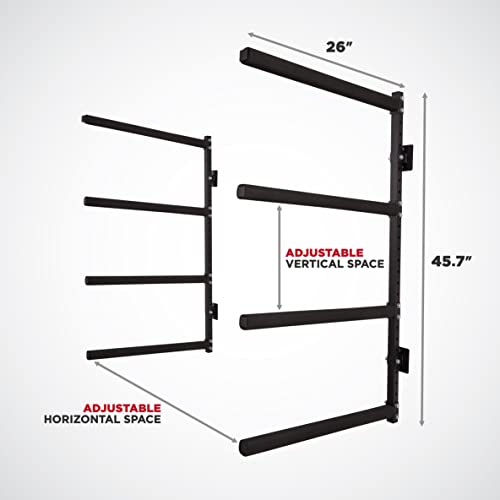 RaxGo Wall Kayak Storage Rack, Heavy Duty Wall Mounted Garage Kayak Storage Hooks for Kayaks, SUP, Canoe & Paddleboard, For Indoor, Outdoor, Garage, Adjustable Arms - Universal design