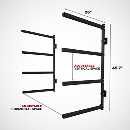 RaxGo Wall Kayak Storage Rack, Heavy Duty Wall Mounted Garage Kayak Storage Hooks for Kayaks, SUP, Canoe & Paddleboard, For Indoor, Outdoor, Garage, Adjustable Arms - Universal design
