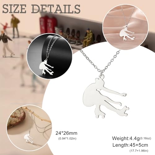 Dreamtimes Ice Skater Necklace Skating Charm Sports Pendant Necklace Ice Skating Sport Pendant Necklace Inspirational Jewelry for Women Skate Lover - color: Silver-2