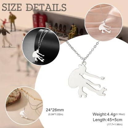Dreamtimes Ice Skater Necklace Skating Charm Sports Pendant Necklace Ice Skating Sport Pendant Necklace Inspirational Jewelry for Women Skate Lover - color: Silver-2