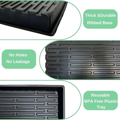 Standard 1020 Tray Sturdy Plant Growing Trays Plastic Seed Starter Tray for Microgreens Heavy Duty Seedling Trays No Drainage Holes 10 Pack - size: 1020 tray 10 pack