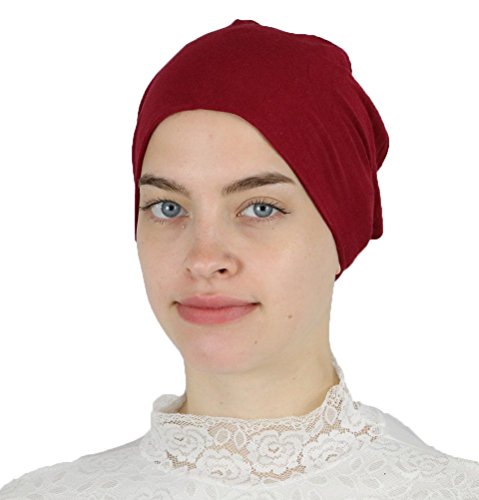 Modefa Islamic Women's Non-Slip Cotton Hijab Bonnet Cap Underscarf - color: Red
