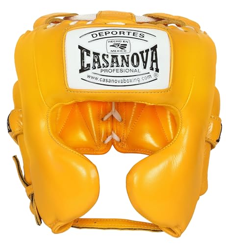 Casanova Boxing® Headgear Cheek Guard Protection for Men Woman - Boxing, Martial Arts, MMA, Kickboxing, Muay Thai, Contact Sport, Sparring, Training - Yellow - size: Youth