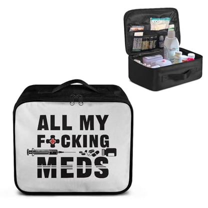 Gomyblomy Custom First Aid Kit for Home Cars All May Fucking Meds Print Customized First Aid Kit Bag Empty Medical Supplies Pouch Personalized Medicine Bag Add Your Image Color - color: All My Fucking Med Custom Print
