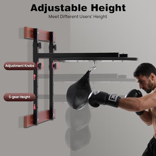 Speed Bag Platform Kit, Wall-Mounted Speed Bag Stand, 5 Gears Adjustable Height Punching Practice with 360° Rotatable Ball for Boxing Gym Training, Home, Garage, Living Room