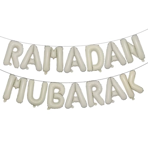 16 inch Multicolor Eid MUBARAK Foil Balloons Party Decoration Supplies RAMADAN MUBARAK Decoration Happy EID Balloons For Muslim EID Ballon (RAMADAN MUBARAK Cream) - color: Ramadan Mubarak Cream