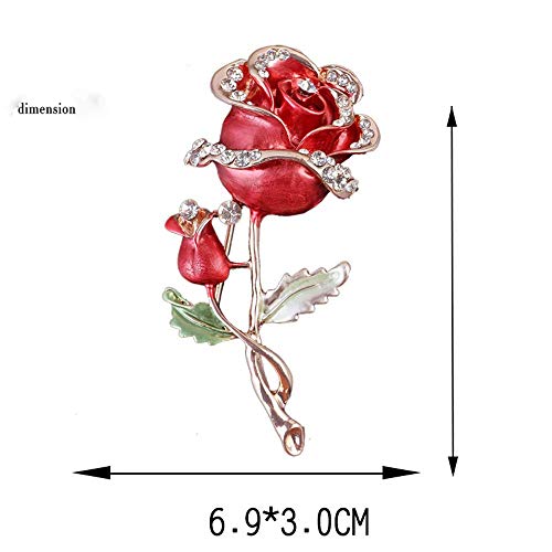 Crystal Pearl Flower Brooches Pins Fashion Beautiful Created Rhinestone Floral Brooch Good Idea for Party Dance Wedding Banquet for Elegant Women Girl - color: Red rose flower brooch