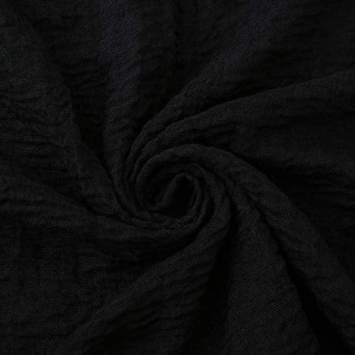 EVQ 여성용 부드러운 면 헴프 스카프 랩 롱 히잡 스카프 - color: 블랙+화이트+다크 그레이