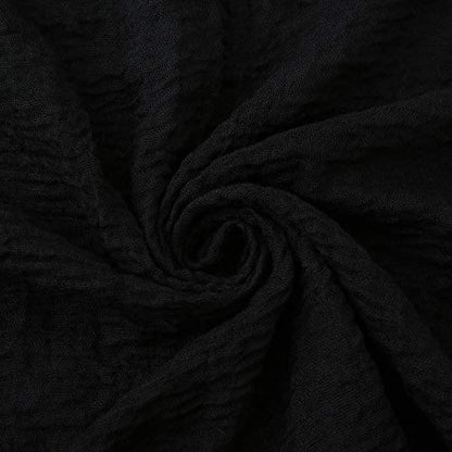 EVQ 여성용 부드러운 면 헴프 스카프 랩 롱 히잡 스카프 - color: 블랙+화이트+다크 그레이
