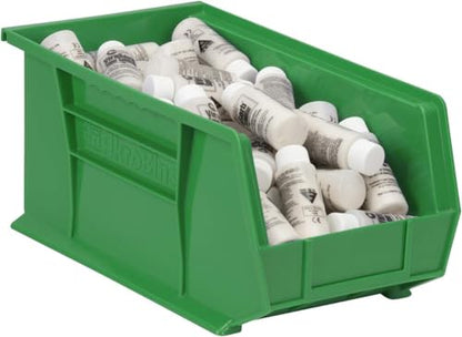 Akro-Mils 30240 AkroBins Plastic Storage Bins, 15"x8"x7", Green, 12-Pack | Space-Saving Stackable Bins for Garage, Pantry, Craft Organization - color: Green